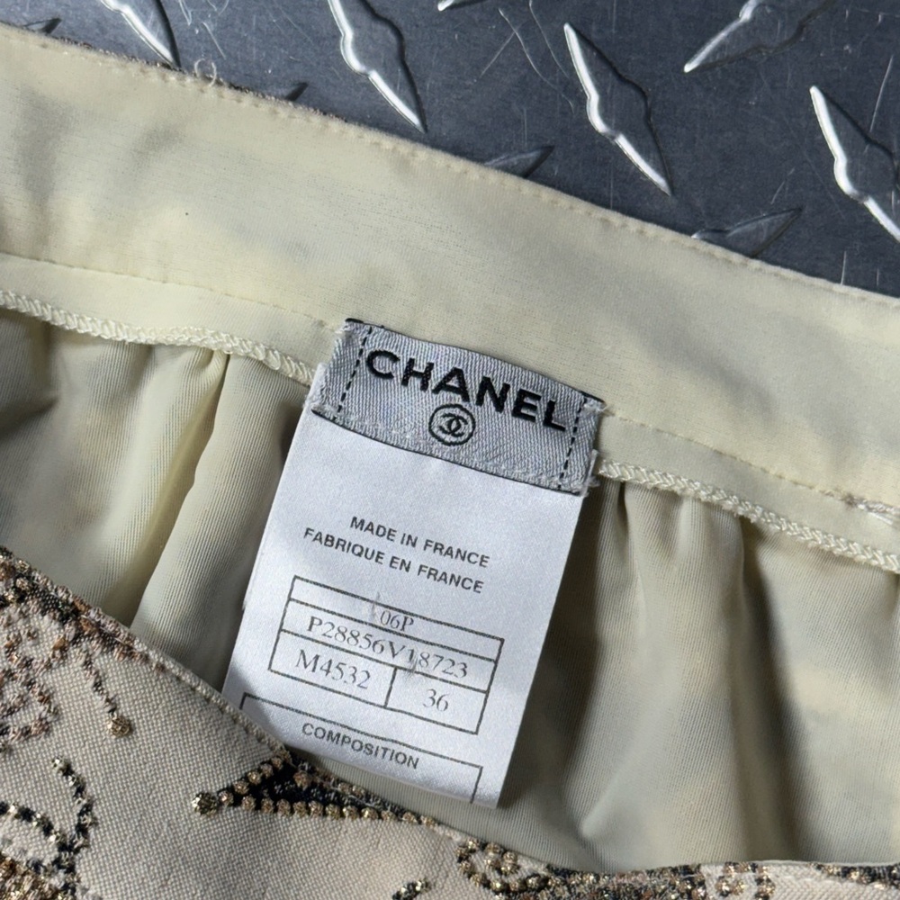 Chanel 2006 Vintage Crystal Studded Star Skirt/Camisole Set in Gold/Ecru - Picture 6 of 7